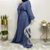 Abbigliamento etnico Dubai Moda Abaya Arabo Turchia Islam Piume musulmane Maxi abito Abiti eleganti per le donne Abiti Femme Musulmane Caftano