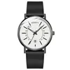 Wristwatches Wholesale Fashion Sport Men's Stainless Steel Case Leather Band Quartz Analog Wrist Watch
