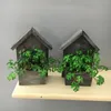 Dekorative Blumen Holzhaus Retro Kupfer Geld Gras Hause Künstliche kleine Topfpflanze Gefälschte Rettich Bonsai