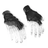 Five Fingers Gloves Devil Fashion Women's Gothic Cool Irregular Mirror Leather Mesh Splicing Two-finger