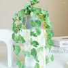 Decorative Flowers 58cm Artificial Plants Vine With Pot Fake Hanging Plant Leaves Green Rattan Artifici Plastic Ivy For Home Wall Garden