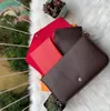 A3pcs ensemble femmes sac à bandoulière classique luxe designer sac à main pochette felicie sac sacs à main en cuir véritable embrayage fourre-tout messenger sac à main avec boîte