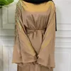 民族衣類Eid Mubarak Dubai Turkey Muslim Satin Abayas for Women Turkish Hijab Caftan Dress Kaftan Islamic Vestido Arabe Mujer