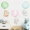 Wall Stickers Cute Cartoon For Children Kids Rooms Girls Baby Room Bedroom Decoration Bear Elephant Balloon Nursery Wallpaper