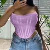 Camisoles Tanks Bustier Korsett Crop Tops Mode Trägerlosen Ärmellose Sexy Sommer 2023 Weibliche Mesh Backless Weiß Frauen