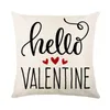 Kudde Happy Valentine's Day täcker linne Spring Love Heart Throw Pudow Case för hemsoffdekor