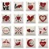 Pillow Creative Red Plaid Love Heart Lolita Cover Linen Lovers Sofa Chair Wedding Decorative Pillows Case