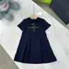 2023 High End Fairy Princess Jurk Elegant Girl's Dress Dollar Collar Brand Designer Girls Jurk Kort Mouw Jurk Ontwerp Mesh Gaasjurk Splicing Princess Rooks