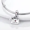 925 zilver Fit Pandora Originele charmes DIY Hanger vrouwen Armbanden kralen Hanger Roze Emaille Reisboodschappentas