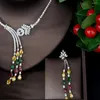 Halsband örhängen set hibride vackra CZ brud- och vattendroppdesign flerfärgade kvinnor Bruids Sieraden sätter N-1085