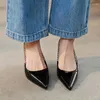 Dress Shoes Black High Heel Dames 2023 Spring Women Fine Heel Pointed Satin Rhinestone Shiny Mule