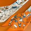 Designer Letters Print Floral Silk Scarf Pannband för kvinnor Fashion Scarves Axel Tote Bagage Ribbon Head Wraps Double Ribbon Ladies Gift Orange 5x85cm