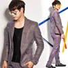 Мужские костюмы голубо-виолет-градиент блеск одежды мужская дизайн костюмы Masculino Homme для певцов