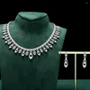 Kolczyki naszyjne zestaw 013845 Biżuteria modowa dla kobiet i kształt łodzi sześcienne cyrkonia Dubai prezent ślubny akcesoria ślubne