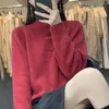 Maglioni femminili abbottonati cinesi collare cashmere maglione d'autunno femminile e inverno addensato mezza lana aperta