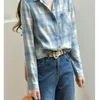 Bloups feminina Mulheres elegantes botões de manga longa camisas femininas casuais Spring Autumn Blush Work Work Pockets Tops A10