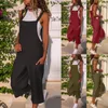 Women's Jumpsuits & Rompers Women Sleeveless Dungarees Loose Cotton Linen Long Playsuit Casual Jumpsuit