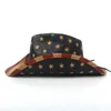 Berretti Bandiera americana Cappello da cowboy di paglia per donna Uomo Western Cowgirl Sombrero Hombre Jazz Caps Taglia 58CMBerets BeretsBerets Oliv22