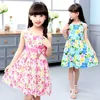 Meisjesjurken Meisjes Girls Vest Dress Katoen Bloemprint Kinderen dragen Koreaans schattig 95% katoenen prinses feestjurken 4 5 6 7 8 9 10 11 12 14 jaar W0314