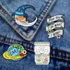 Broches Caracteto de desenho animado criativo Vovô Moon Planet Planet Earth Broche Rod Ribbon Flower Bag Centra