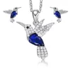 Orecchini di collana set colibrì gioielli a catena placcata in argento con donna a sospensione di cristallo nero ragazza fidanzata mamma