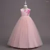 Flicka klänningar barn flickor bröllop blommaklänning prinsessan fest tävling formell broderi lång 5-14 år slitkläder