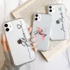 Cas de téléphone portable personnalisé nom personnalisé étui de téléphone pour iPhone 13 12 11 pro SE2020 6S 7 8Plus Xs MAX XR 12 Mini couverture souple en TPU transparent Capa Fundas Z0316