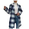 Women's Jackets Long For Women Ladies Autumn And Winter Casual Long-Sleeved Suit Lapel Plaid Printed Woolen Coat