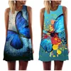 Casual Dresses Summer Dress Loose Sleeveless Butterfly Print A-Line Mini Skirt O-neck Beach Sundress Party Women