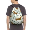 Sacolas de compras esportes de ginástica cartoon cães dachshunds padrões drawtring fitness viajam viajante de mochila ao ar livre yoga