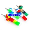 Coloré Multifonction Silicone Pipes Herbe Tabac En Verre Filtre Cuillère Multihole Bol Portable Plates-formes Pétrolières 10 MM Ongles Pointe Paille Pipes Fumer Porte-Cigarette DHL