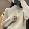 Maglioni femminili abbottonati cinesi collare cashmere maglione d'autunno femminile e inverno addensato mezza lana aperta