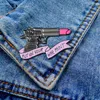 Broszki Śliczne usta pomadka broszka różowa miłość feminizm Walcz jak dziewczyna wkładana na swój wojenna farba dżinsowa wystrój kurtki