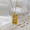 Chaînes Étanche Bijoux Collier En Acier Inoxydable Pour Les Femmes Vous Êtes Aimé Personnaliser Mots Pendentif Carré