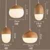 Lampade a sospensione Nordic Retro Nut Lustre Lights Creative Ball Wood Glass Hanging Light Ristorante Bar Illuminazione a LED Apparecchio Suspendu