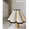 Table Lamps Small Retro Pleated Cover Lamp Bedroom Bedside Decorative Wood Art Chinese Style Night Light Deco