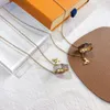 Luxury Design Necklace 18K Gold Plated Faux Leather Stainless Steel Necklaces Choker Chain Double Letter Pendant Fashion Womens Wedding Jewelry Accessories X263