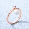 Cluster Rings Stylever Fashion White Big Mother Of Pearl For Women Trendy Rose Gold Ring With Bead Pendant Wedding Engagement Jewelry