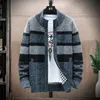 Heren truien winter patchwork gestreepte trui mannen lente herfst fleece dikke warme zip vest jasjasers