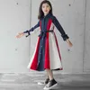 Girl's Dresses Spring Autumn New Children Clothing Elegant Mother and Daughter Long Dress Girls Patchwork Fashion A- Line Dress #6683 W0314