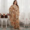Etnische kleding Eid Ramadan Vrouwen Moslim Abaya Printjurk Dubai Turkije losse jurk Batwing Sleeve Arabische Kaftan Islam Jilbab Caftan Middle