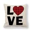 Pillow Creative Red Plaid Love Heart Lolita Cover Linen Lovers Sofa Chair Wedding Decorative Pillows Case