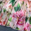 Flickas klänningar nya högkvalitativa flickor vestidos 3d blommor rose födelsedagsfest cosplay blå klänning kid come girls blommor prinsessan chiffon klänning w0314