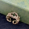 Modedesigner Interlocking Letter Ring for Mens Womens Gold Silver Brand Rings smycken Bröllopälskare Presenttillbehör