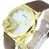 Wristwatches Women's Fashion Watch Sweet Rhinestone Trendy Accessory Uhren For Women Leather Strap Wrist Drop 0386