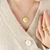 Hänge halsband ängelmynt halsband för kvinnor koreanska mode Alla hjärtans dag gåva rostfritt stål guldpläterad lyxdesigner smycken