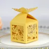Papel de regalo 100 Uds caja de dulces de mariposa de marfil hueco láser embalaje de Chocolate de papel perlado