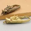 Decorative Figurines Objects & Brass Handicraft Key Buckle Pendant Mini Dragon Head Retro Gem Inlaid Bronze Trinket Car Keyring Chain Creati