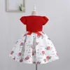 Mädchenkleider Yoliyolei 2 Teile/satz Neue Mädchen Kleid Herbst Druck floral Kinder Kleider Baby Mädchen Ballkleid Party Kleidung mit Kurzarm mantel W0314