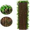 Decorative Flowers 40cm Simulated Expanding Fence Leaf Wooden Fake Plant Balcony Privacy Screen Garden Supplies Trellis Home